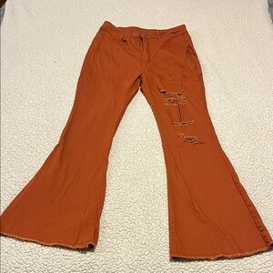 Chic Flared Orange Jeans for Women
